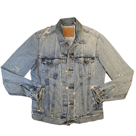 LEVIS Vintage Distressed Premium Denim Trucker Jacket - Picture 1 of 10